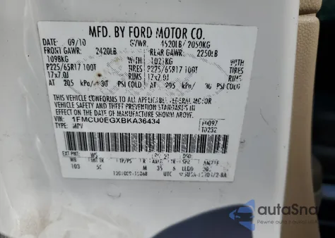 2011 Ford Escape Limited z USA, uszkodzony, nr VIN 1FMCU0EGXBKA36434